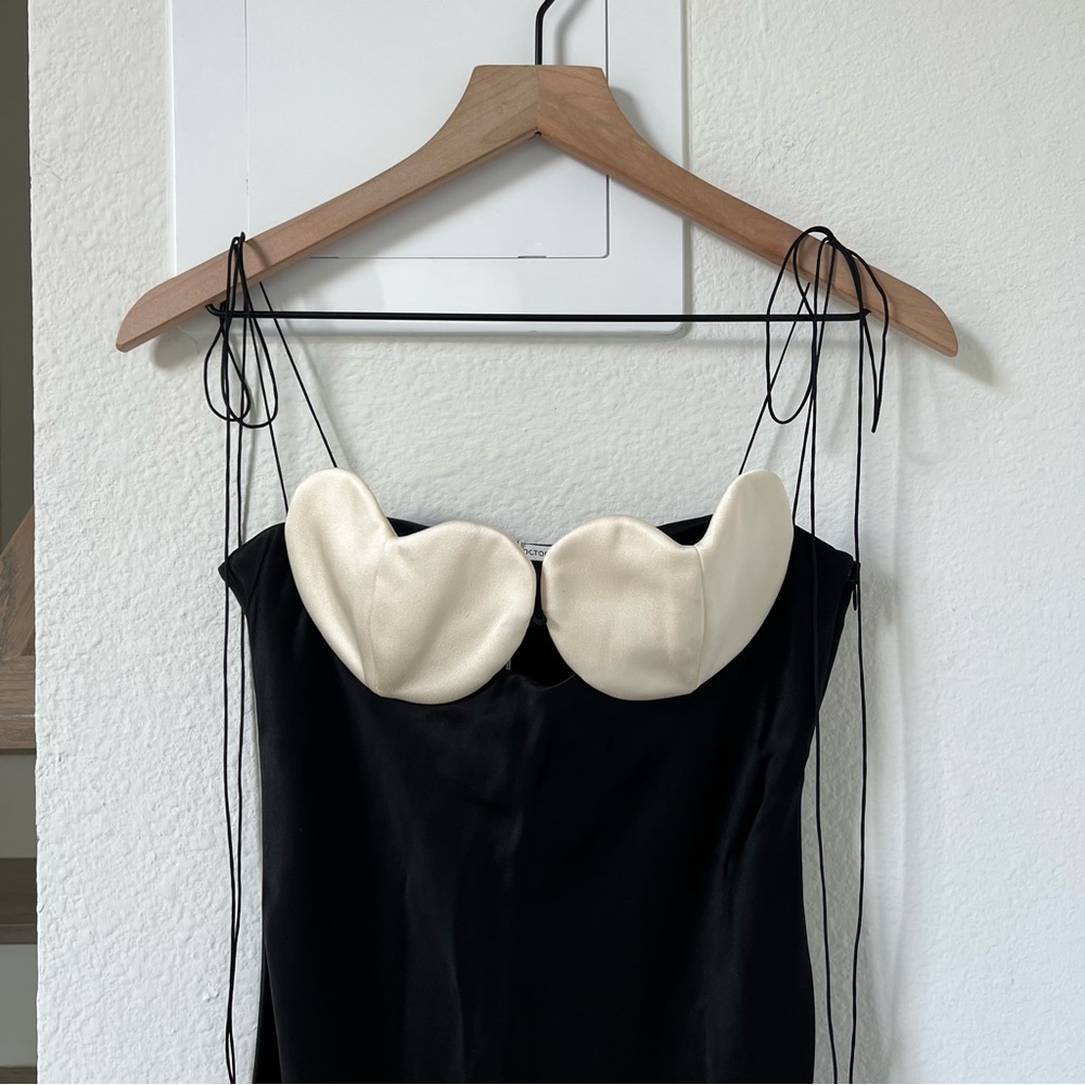 Anna October Black Midi Dress with Cream Heart Bust - Picture 4 of 9